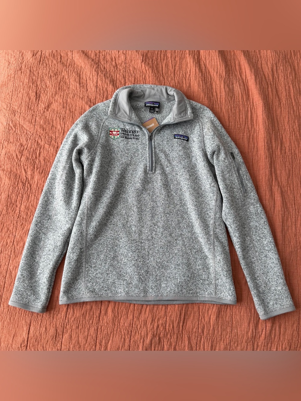NWT Patagonia Better Sweater 1/4 Zip Fleece Pullover Women’s M Gray WashU Logo
